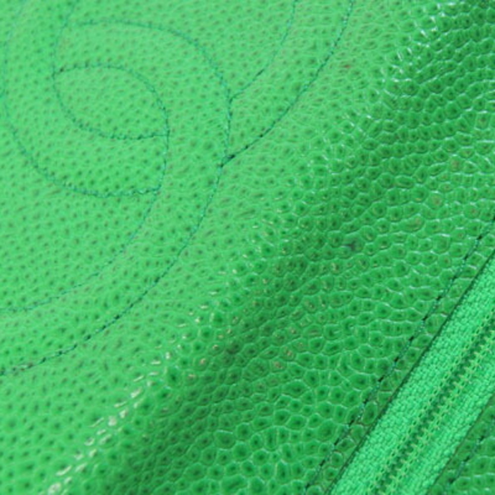 CHANEL Authentic Green Caviar Leather Logo Wallet - Picture 7 of 10